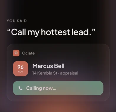 Siri calling a lead by voice through Ociate